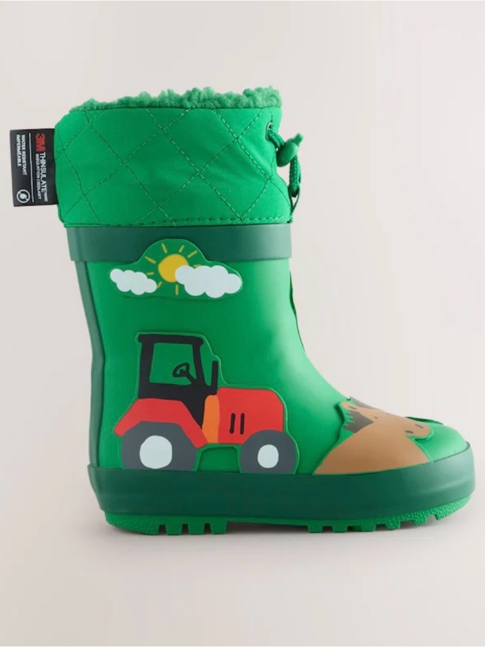 NEXT Green Farm Animals Thermal Thinsulate™ Lined Cuff Wellies